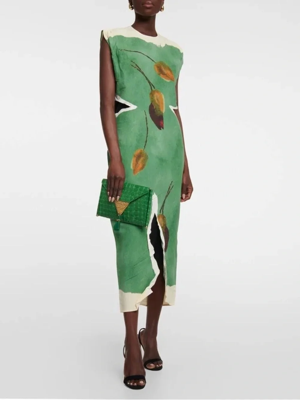 Aquazurra downtown chain envelop clutch. Green Envelope Clutch with Gold Tassel